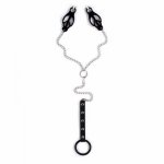 Adult Games Leather Metal Penis Ring+Nipple clip Bondage Delay Cock Ring Fetish Erotic BDSM Toys Role-play Sex Toys For couple