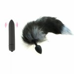Fox, 10 Speed Vibrator Silicone Fox Tail Anal Plug Butt Plugs Sex Toys for Men Woman Vibrating Bullet Vibrator Erotic BDSM Products