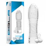 Reusable Condom Penis Extender Sleeve Condom Male Penis Cover Cock Delay Ring Vibrator Sex Toys for Men