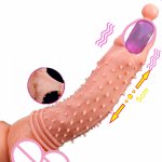 Male Cock Sleeve Vibration Penis Ring Reusable Condom Delayed Ejaculation Erectile Lasting Dildo Sleeve Adults Sex Toys For Men