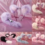 Fox, Cute Soft Cat ears Headbands Fox Tail Anal Bow Metal Butt Anal Plug Erotic Cosplay Accessories Adult Sex Toys for Couples Anal