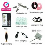 Adult Diary Electro Nipple Clamps Penis Ring Anal Plug Electric Shock Accessory DIY Sex Toys for Men Woman Fetish BDSM Games