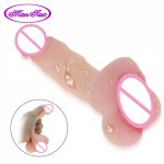 Soft Sex Toy for Men 3D Realistic Pussy Double Use Hollow Penis Sleeve Dick Cover Dildo Penis Enlargement Adult Toy for Couples