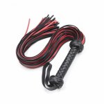 Fetish Black&Red PU Leather Whip Flogger Handle Spanking Paddle Knout Flirt BDSM Adult Game Erotic Sex Toys for Women Couples