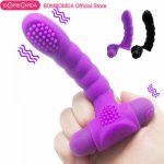 USB Rechargable Finger Sleeve Vibrator Sex Toys For Woman G Spot Clitoris Stimulation Brush Finger Vibrator Vagina Masturbator