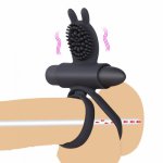 Soft Silicone Dual Vibrating Cock Ring Dick Penis Ring Adult Sex Toys 10 Speed Vibrating Male Penis Massege Bullet Vibrator