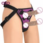 OLO Strap On Dildo Pants Erotic Costumes Wearable Penis Panties Strapon Realistic Dildo Pants Adjustable Harness Belt With Rings
