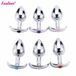 Leadove Strapon Metal Anchor Smooth Touch Butt Plug Anal Booty Beads Stainless Steel Crystal Jewelry Anal Sex Toys for Women/Men