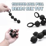 Anal sex toys vibrator plug silicone for Women Sexy Beads Vagina Plug Play Pull Ring Ball Silicone Butt Anal Sex Toys H5
