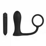 Silicone Smooth G-spot Anal Vibrator Prostate Massager with Lock Cock Ring Male Masturbator Sex Products Anal Plug for Men Gay