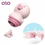 OLO Cute Pig Tongue Licking Vibrator Nipple Massager Female Masturbator 6 Modes Vagina Clitoris Stimulator Sex Toys for Woman