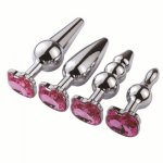 Colorful Metal Anal Plug Sex Toys Stainless Smooth Steel Butt Plug Tail Crystal Jewelry Trainer for Women Man Anal Dildo