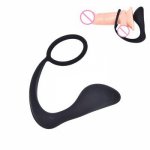 Adult Erotic Anal Sex Toys, Silicone Male Prostate Massager Cock Ring Anal Butt Plug for Men