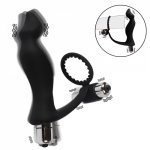 Vibrating Anal Prostate Massager Anal Beads Vibrator Ring with Penis Lock Sperm Delay Ring Butt Plug Masturbator Sex Toy for Men