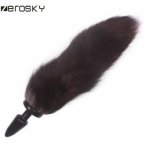 Silicone Butt Plug, Black Soft Fox Tail Anal Plug, Erotic Anal Beads Sex Toys For Women, Adult Games Sex Products Zerosky