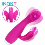 Ikoky, IKOKY 10 Speeds G-spot Dildo Clitoris Stimulator Silicone Butterfly Vibrator Sex Toys For Women Female Masturbator