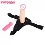 YUECHAO Sex Toys For Couple Women Wear Vibrating Realistic Dildo Strap-on Vibrator Hollow Penis Sleeve Sex Products For Lesbian