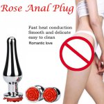 3PCS  Rose Shaped Base With Jewelry   Toys alloy Anal plug  Massage G-spot Female Stimulation Adult Sex Toy waterproof W325