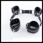 Adult game sex toys leather connection handcuffs for sex slave bdsm bondage harness fetish wear sex toys for couples