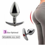 Metal Anal Plug with Red Jeweled Large Steel Butt Plug with Diamond Women Jewel Sex Anal toys Underwear All Day Beginner