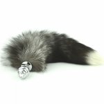 Faux Fox tail spiral Anal plug Stainless steel butt plug cat tail anal plug cosplay anal sex toys metal butt plug dog tail