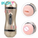 Ikoky, IKOKY Deep Throat Pussy Mouth Real Vagina Male Masturbator Vibrator Voice Interaction Sex Toys for Men