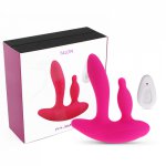 Double Use G Spot Vibrator 2 Intense Motors Soft Silicone Wireless Remote Anal Sex Toy for Women Butt Plug Prostate Massager