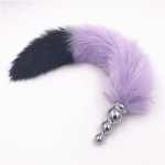 3 Size Anal Plug Stainless Steel Fox Tail Butt Plug Purple Plush Tails Anus Dilator Massager Anal Sex Toys for Couples H8-92F