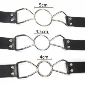 Steel O-ring mouth stuffed sex toy leather open mouth gagged blowjob bondage flirt fetish adult sex toy BDSM adult female