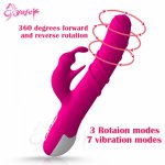 Yafei, Silicone Sex Products 360 Rotation Rabbit Vibrator 7 Speed Waterproof Vibrating Dildo G Spot Vibration Adult Sex Toys for Woman