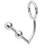 2 Beads Butt Plug Penis Ring Silver Stainless Steel Anal Hook Sex Products for Adult Men Sexual Health Sex Toys G7-1-18B