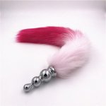 3 Size Stainless Steel Anal Stopper Fox Tail Butt Plug Pink Charming Feather Tail Anal Dilator Plug Sex Toys for Woman H8-95F