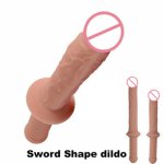 Sword Shape Big Dildo Handle Design Large Small Flesh Penis Flexible and Realistic Dildo Cock Female Masturbation Adult Sex Toys