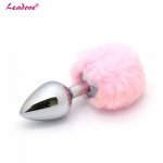 5 pcs/lot Small Size Metal Rabbit Tail Anal Plug Bunny Butt Plug Metal Booty Beads Erotic Sex Toys for Men Women GS0039