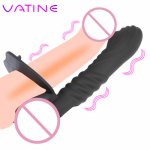 VATINE Double Penetration Anal Plug Vibrator Vagina Plug Strap On Dick Penis Dildo Butt Plug Vibrator Couple Vibrator