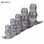 Zerosky, Zerosky 5 Size Clear Anal Hollow Butt Plug Massager TPE P-Spot Ass-Gasm For Male Female Masturbation Anal Sex Toys