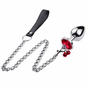 Stainless Steel Slave Sex Anal Plug With Bell Leather Traction Chain S/m/l Buttplug Anal Dilator Adults Sex Toys Anal Stimulatio