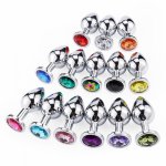 Anal Plug Sex Toys Stainless Smooth Steel Butt Plug Tail Crystal Jewelry Trainer For Women/Man Anal Dildo Adults Sex Shop