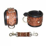 3pcs/set Sexy Genuine leather Adult Handcuffs Neck Collar and Mouth Gag SM Bondage flirting BDSM Games Sex Toys for couples Kit
