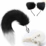 Fox, Stainless Steel Anal Butt Plug with Faux Silver Fox Tail and Ear-Anal Stopper Tail Sex Toy for SM Adult Games