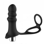 Vibrating Butt Plug Anal Beads Vibrator with Penis Ring and Testicle Ring Prostate Massager Anal Sex Toy for Men Women Couples