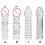 Penis Sleeve Condom For Men G Point Stimulation Delay Ejaculation Reusable Cock Ring Dildo Toys Condoms For Sex Penis Extender