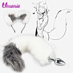 Butt Plug Sex Products Fox Tail Anal Plug Stainless steel Anal Butt Plug Tail Set With Hairpin Kit Sex Toys for Woman Couples