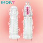 Ikoky, IKOKY Penis Sleeve Vibrator Delay Ejaculation Particle G Point Stimulation Condoms For Men Reusable