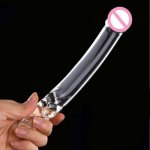 Fashionable Transparent Crystal Glass Vagina Massager Dual Head Dildo Anal Anus Plug G-spot Stimulation Sex Toy For Couples