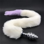 Stainless Steel Thread Anal Plug Long Plush Tail Butt Plug Anal Stopper Toys Couples Buttplug Anus Dilator for Couples H8-5-138C