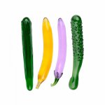 Funny Lesbian Women Transparent vegetables style Dildo Glass Crystal Penis Sex Toy