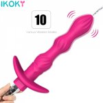 Ikoky, IKOKY Anal Beads Butt Plug  Prostate massage for Gay Sex Toys for Woman Man Syringe Douche System Silicone Enema Shower Vibrator