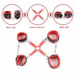 Slave Leather 4-Hook Cross Strap Handcuffs&Ankle Cuff Restraints Adult Games Sex Toy For Woman Couples Erotic Accessories Set