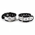 Silver Leather Hand Ankle Cuffs Adult Games BDSM Bondage Restraints Slave Fetish Erotic Toys Handcuffs Sex Tools For Couples